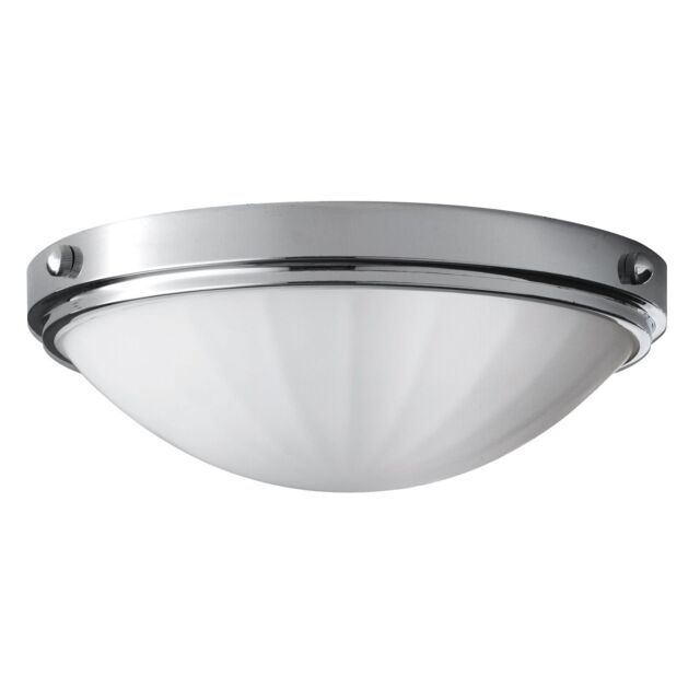 Loops IP44 2 Bulb Flush Light Inverted Dome Glass Shade Polished Chrome LED E27 60W in Clear