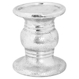 Love Lace Silver Punch Faced Ceramic Large Candle Holder - thumbnail 1