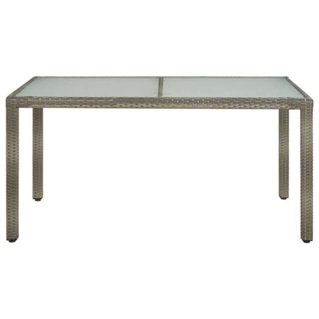 Berkfield Home Garden Table 150x90x75 cm Tempered Glass & Poly Rattan Grey - Size: 150 x 90 x 75 cm - image 1