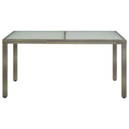 Berkfield Home Garden Table 150x90x75 cm Tempered Glass & Poly Rattan Grey - Size: 150 x 90 x 75 cm - thumbnail 1