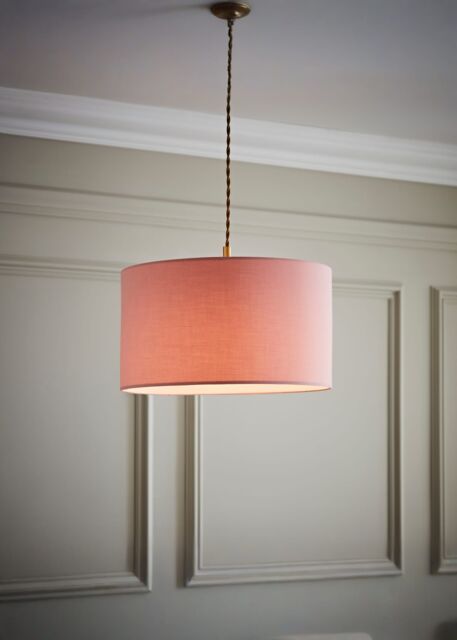 ValueLights Reni Blush Pink Fabric Easy Fit Drum Ceiling Lamp Shade in Dusty Pink - Size: Large - image 1