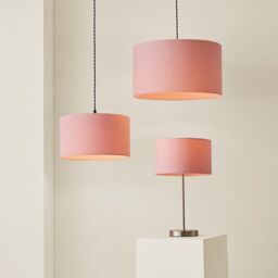 ValueLights Reni Blush Pink Fabric Easy Fit Drum Ceiling Lamp Shade in Dusty Pink - Size: Large - thumbnail 6