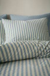 Pineapple Elephant 'Cotton Rich Woven Stripe' Duvet Cover Set in Blue - Size: King - thumbnail 2