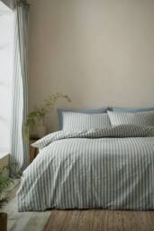 Pineapple Elephant 'Cotton Rich Woven Stripe' Duvet Cover Set in Blue - Size: King