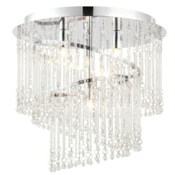 Loops Flush Ceiling Light Chandelier Chrome & Glass Lamp Bulb Holder Mounted Fitting in Clear - thumbnail 3