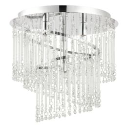Loops Flush Ceiling Light Chandelier Chrome & Glass Lamp Bulb Holder Mounted Fitting in Clear - thumbnail 1
