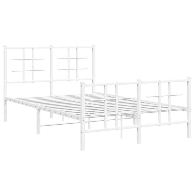Berkfield Home Metal Bed Frame without Mattress with Footboard White 120x200cm - Size: Small Double - image 1