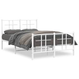 Berkfield Home Metal Bed Frame without Mattress with Footboard White 120x200cm - Size: Small Double - thumbnail 3