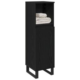 Berkfield Home Bathroom Cabinet Black Oak 30x30x100 cm Engineered Wood - Size: 30 x 30 x 100 cm - thumbnail 3