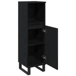 Berkfield Home Bathroom Cabinet Black Oak 30x30x100 cm Engineered Wood - Size: 30 x 30 x 100 cm - thumbnail 5