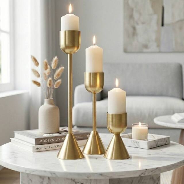 Garden Greatness Relica Trio Metal Gold Plated Candle Holders - Size: 1 Pack - image 1