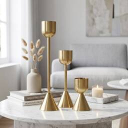 Garden Greatness Relica Trio Metal Gold Plated Candle Holders - Size: 1 Pack - thumbnail 2
