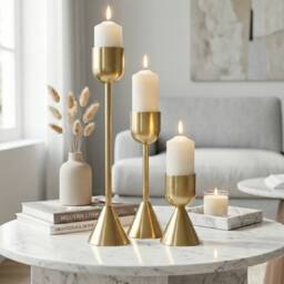 Garden Greatness Relica Trio Metal Gold Plated Candle Holders - Size: 1 Pack - thumbnail 1