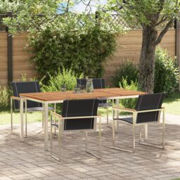 Berkfield Home 5 Piece Garden Dining Set Solid Wood Acacia in Brown - thumbnail 1
