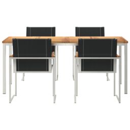 Berkfield Home 5 Piece Garden Dining Set Solid Wood Acacia in Brown - thumbnail 7