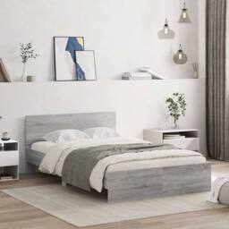 Berkfield Home Bed Frame with Headboard & LED Grey Sonoma 140x200 cm - thumbnail 4