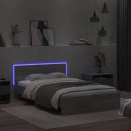 Berkfield Home Bed Frame with Headboard & LED Grey Sonoma 140x200 cm - thumbnail 3