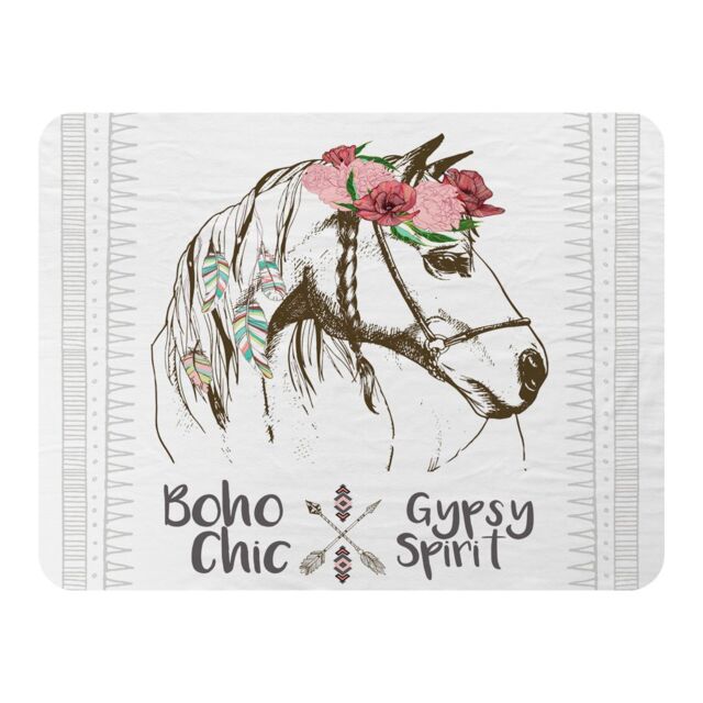 Benjamin Tate Design Horse With Flower Chic Blanket in Natural - Size: 120 cm x 150 cm - image 1