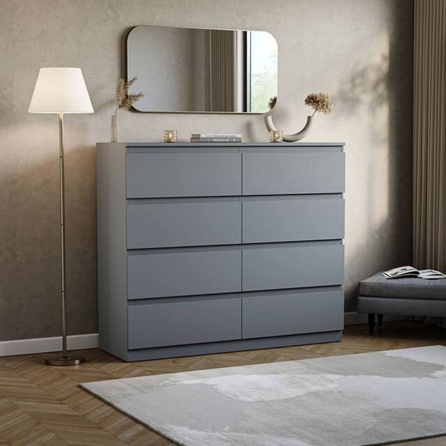 HD Designs Denver 8 Drawer Chest of Drawers Storage Bedroom Furniture in Grey - image 1