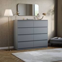 HD Designs Denver 8 Drawer Chest of Drawers Storage Bedroom Furniture in Grey - thumbnail 1