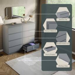 HD Designs Denver 8 Drawer Chest of Drawers Storage Bedroom Furniture in Grey - thumbnail 3