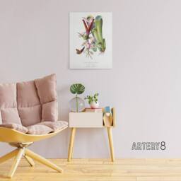 "Artery8 Paul Gervais Hummingbird Butterfly & Flower Canvas Wall Art Print in White - Size: W12"" x H16""" - thumbnail 3