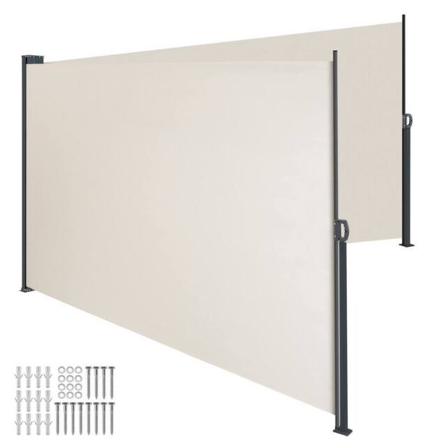tectake Extendable Double-sided Awning with Roll-up Mechanism in Beige - Size: 300 cm x 180 cm - image 1