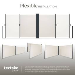 tectake Extendable Double-sided Awning with Roll-up Mechanism in Beige - Size: 300 cm x 180 cm - thumbnail 4