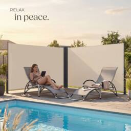 tectake Extendable Double-sided Awning with Roll-up Mechanism in Beige - Size: 300 cm x 180 cm - thumbnail 9