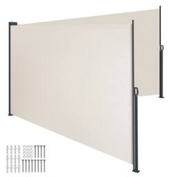 tectake Extendable Double-sided Awning with Roll-up Mechanism in Beige - Size: 300 cm x 180 cm - thumbnail 1