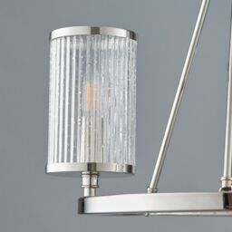 Loops 3 Lamp Ceiling & 2x Matching Wall Light Pack Bright Nickel & Ribbed Glass Shade in Metallics - thumbnail 3