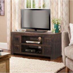 Jaipur Furniture Ltd Plazma TV Unit 4 Drawer - Mango Wood - L40 x W110 x H55 cm - Dark Finish in Brown - thumbnail 2