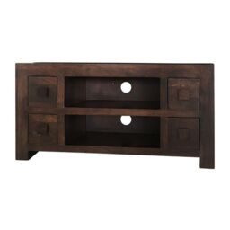 Jaipur Furniture Ltd Plazma TV Unit 4 Drawer - Mango Wood - L40 x W110 x H55 cm - Dark Finish in Brown - thumbnail 1