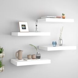 Berkfield Home Floating Wall Shelves 4 pcs White 40x23x3.8 cm MDF - thumbnail 1
