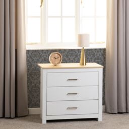 Seconique Portland 3 Drawer Chest in White - thumbnail 1