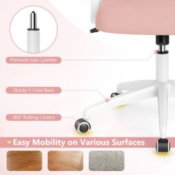 Gymax Office Chair Swivel Mesh Desk Chair Adjustable Height Filp-up Arms in Pink - thumbnail 9