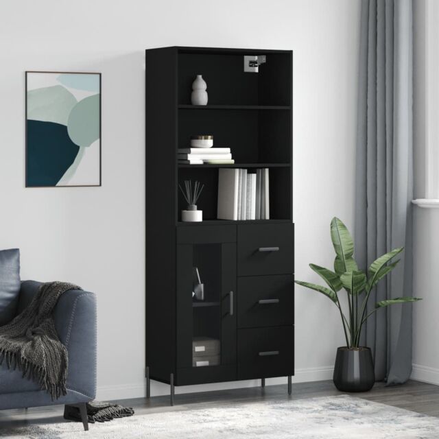 Berkfield Home Highboard Black 69.5x34x180 cm Engineered Wood - image 1