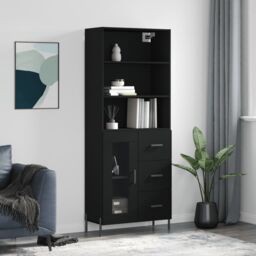 Berkfield Home Highboard Black 69.5x34x180 cm Engineered Wood - thumbnail 1