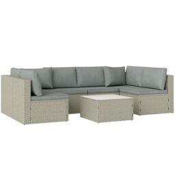 OUTSUNNY 7 Pieces Rattan Garden Furniture Set with Cushions, Light Brown - thumbnail 2