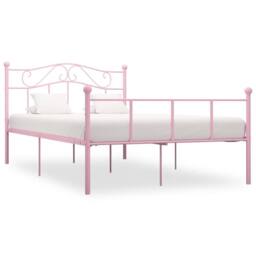 Berkfield Home Bed Frame Pink Metal 140x200 cm - thumbnail 2