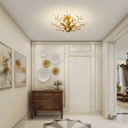 NIVOR 4-Light Vintage Crystal Chandeliers Ceiling Lights Pendant Light Gold in Metallic Gold - thumbnail 9