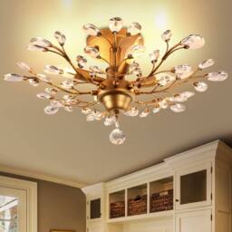 NIVOR 4-Light Vintage Crystal Chandeliers Ceiling Lights Pendant Light Gold in Metallic Gold - thumbnail 1