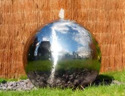 Primrose Water Feature Polished Stainless Steel Sphere Fountain Lights 75cm in Silver