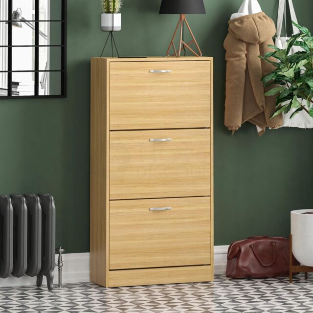 Home Discount Vida Designs 3 Drawer Shoe Storage Cabinet Rack Organizer in Brown - image 1
