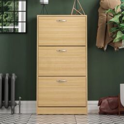 Home Discount Vida Designs 3 Drawer Shoe Storage Cabinet Rack Organizer in Brown - thumbnail 3