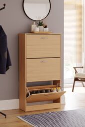 Home Discount Vida Designs 3 Drawer Shoe Storage Cabinet Rack Organizer in Brown - thumbnail 8