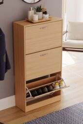 Home Discount Vida Designs 3 Drawer Shoe Storage Cabinet Rack Organizer in Brown - thumbnail 7