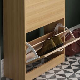 Home Discount Vida Designs 3 Drawer Shoe Storage Cabinet Rack Organizer in Brown - thumbnail 5