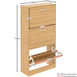 Home Discount Vida Designs 3 Drawer Shoe Storage Cabinet Rack Organizer in Brown - thumbnail 2
