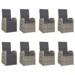 Berkfield Home 9 Piece Garden Dining Set Grey Poly Rattan&Solid Wood Acacia - thumbnail 4